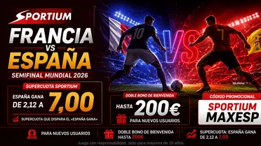 Código promocional Sportium MAXESP para Francia vs España: SuperCuota España gana a 7,00 y doble bono hasta 200€
