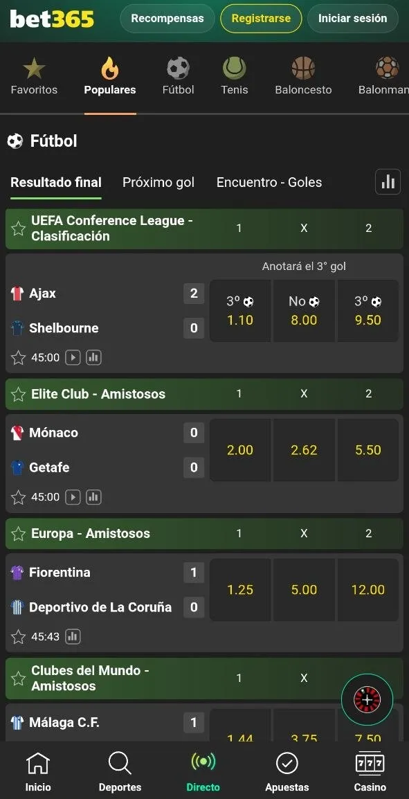 Captura de streaming en bet365