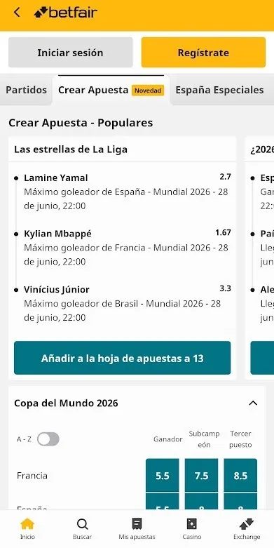 Las estrellas de la Liga y Copa del Mundo en Betfair