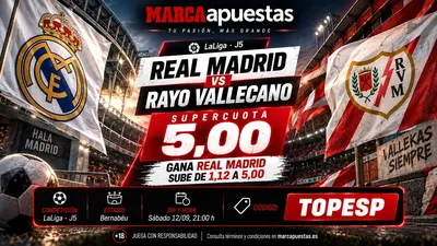 Código promocional Marca Apuestas TOPESP Real Madrid vs Rayo Vallecano: Supercuota 5.00 «Gana Real Madrid» (LaLiga)